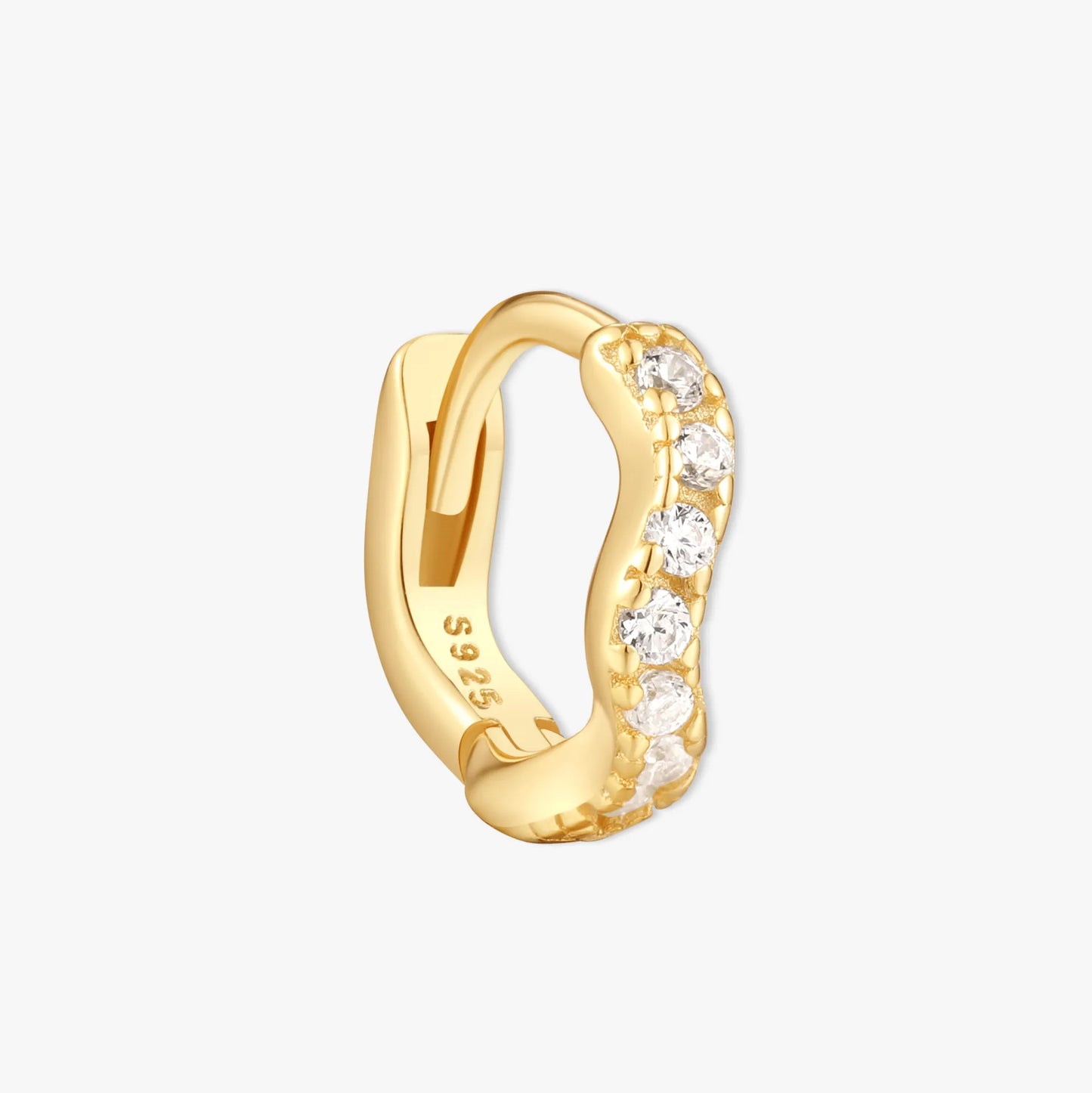 Wave Crystal Paved Huggies In Gold