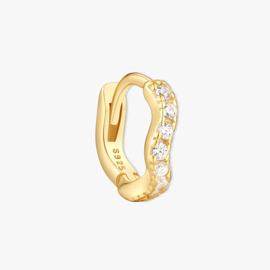 Wavy Crystal 6mm Helix Huggie In Gold
