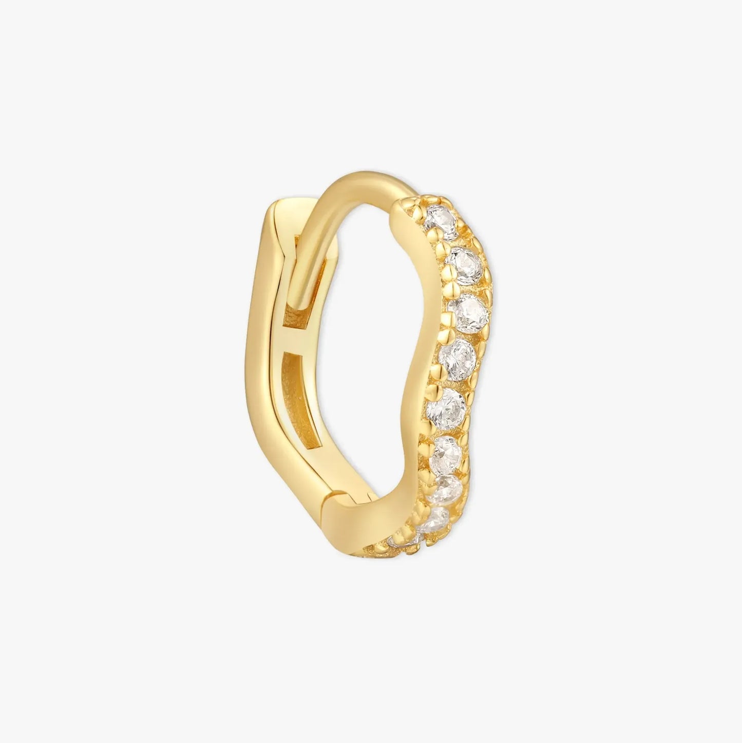 Wave Crystal Paved Huggies In Gold