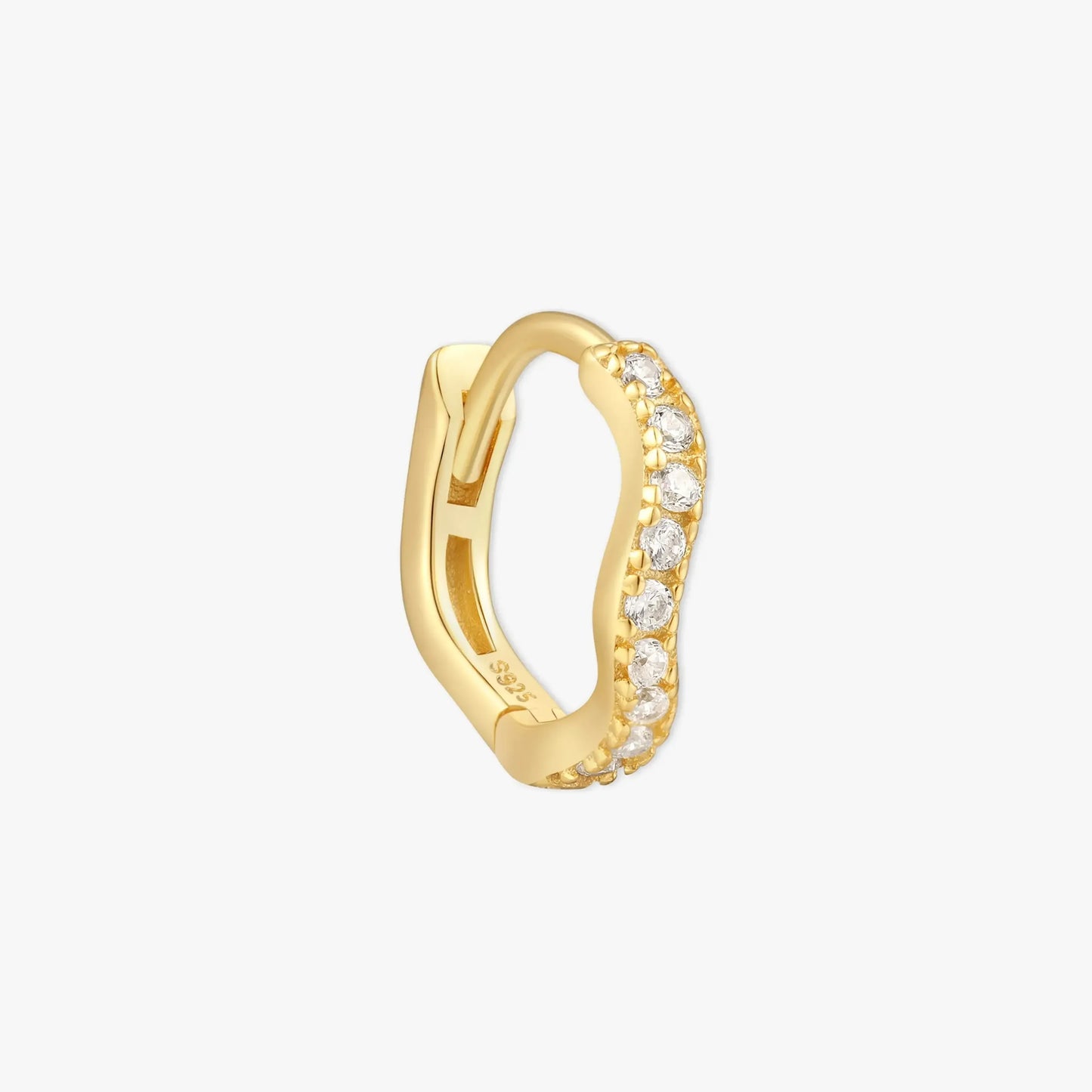 Wave Crystal Paved Huggies In Gold