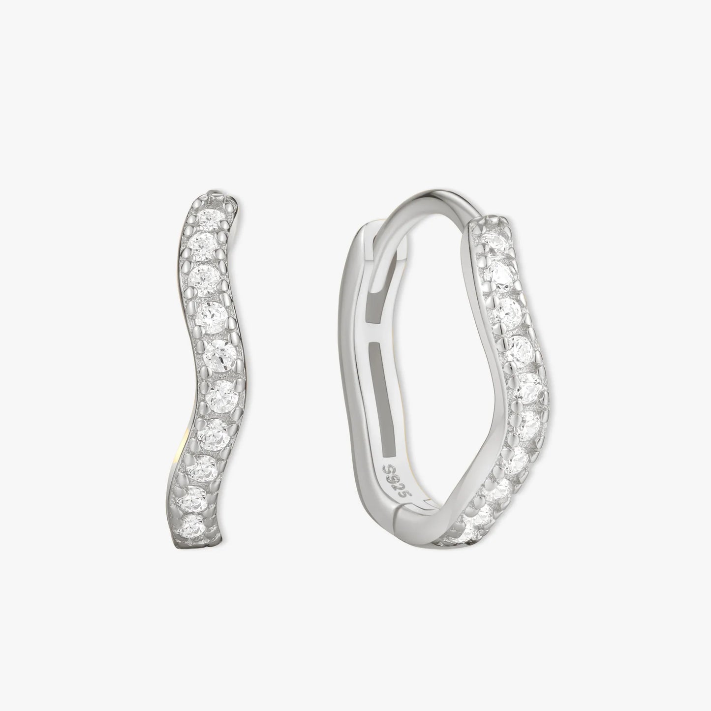 Wave Crystal Paved Huggies In Silver