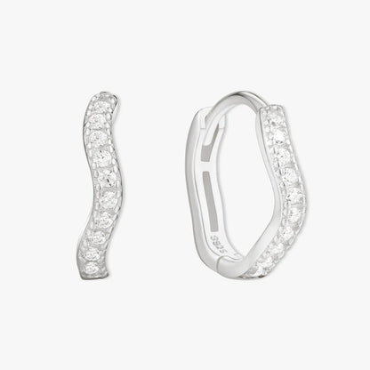 Wave Crystal Paved Huggies In Silver