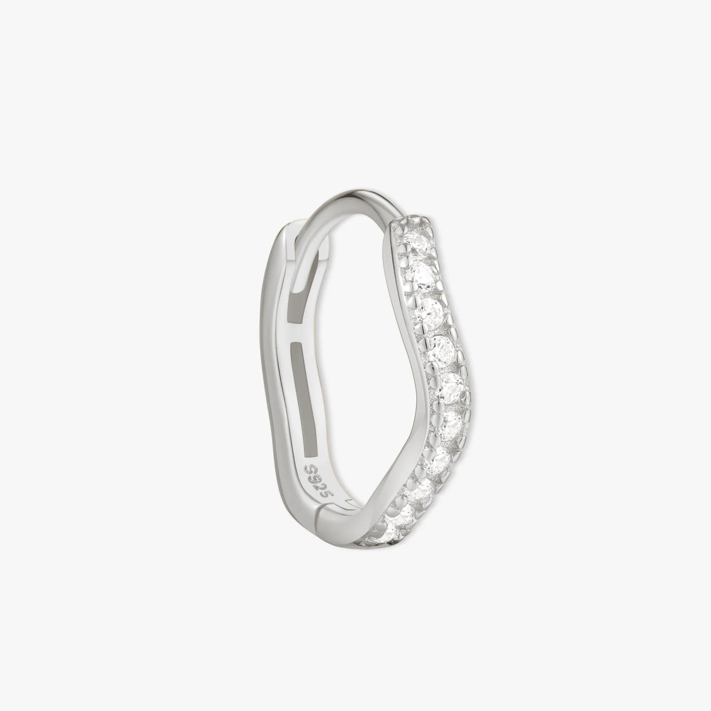 Wave Crystal Paved Huggies In Silver