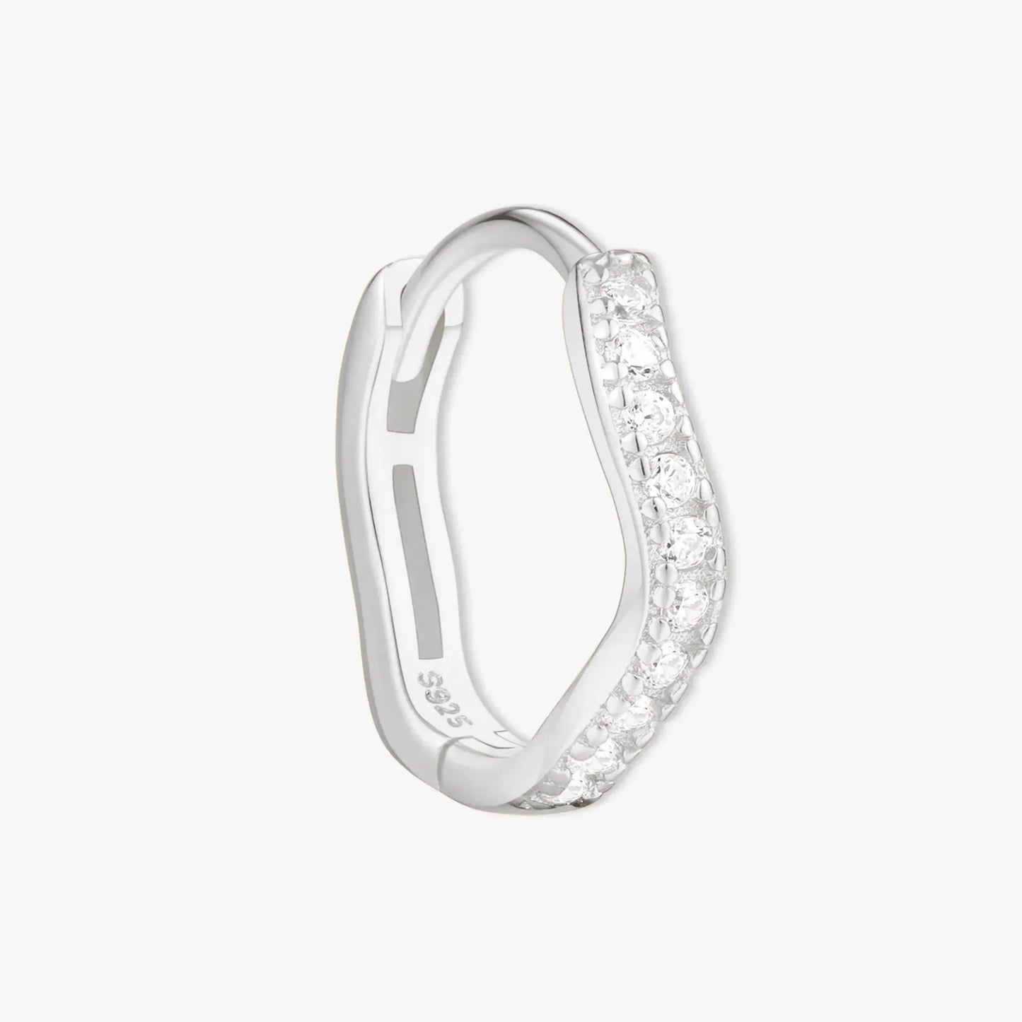 Wave Crystal Paved Huggies In Silver