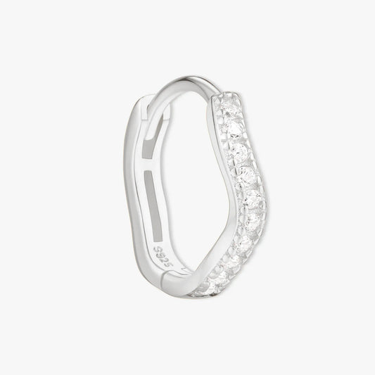 Wave Crystal Paved Huggies In Silver