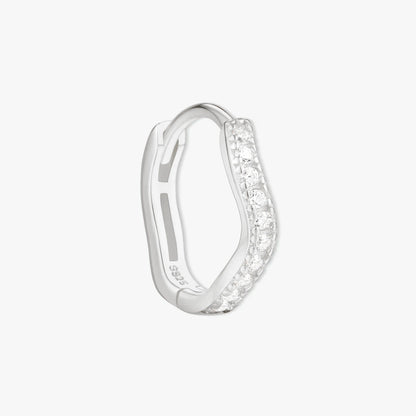 Wave Crystal Paved Huggies In Silver