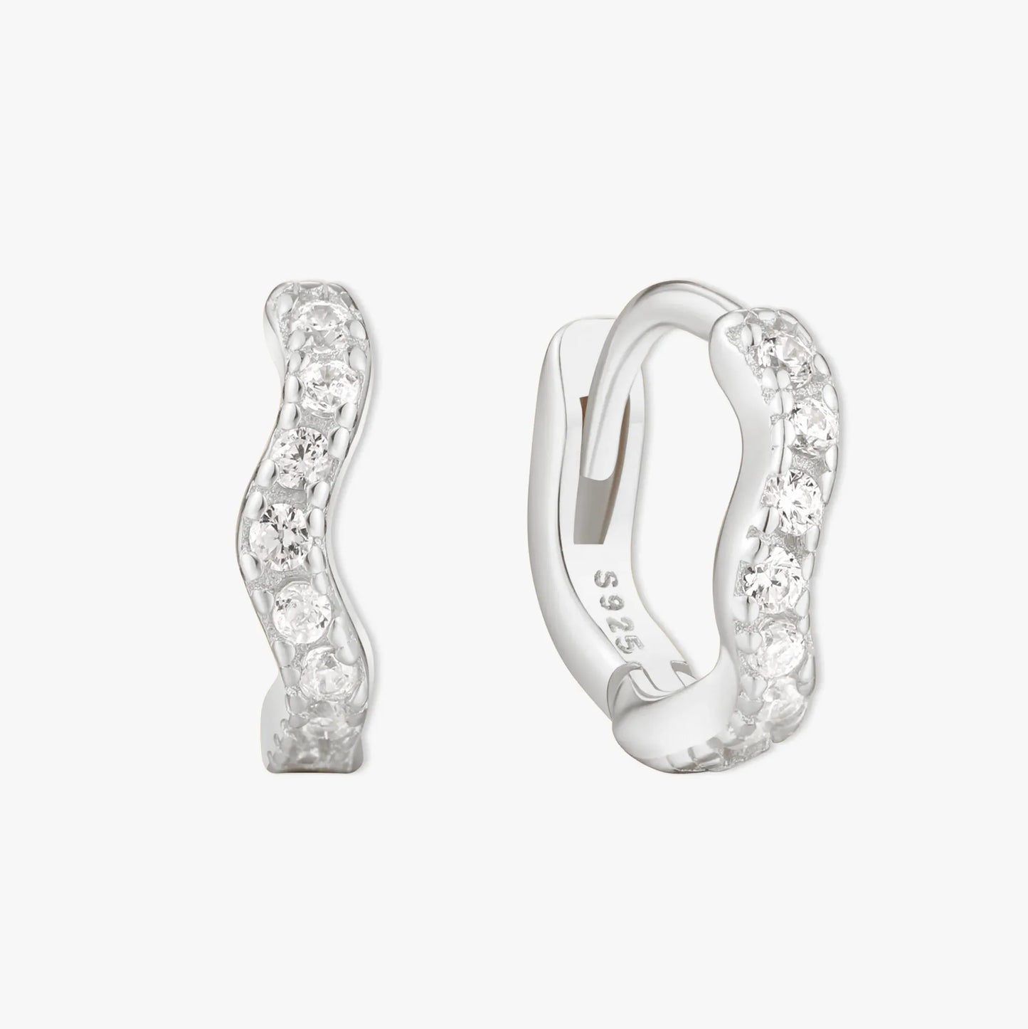 Wave Crystal Paved Huggies In Silver