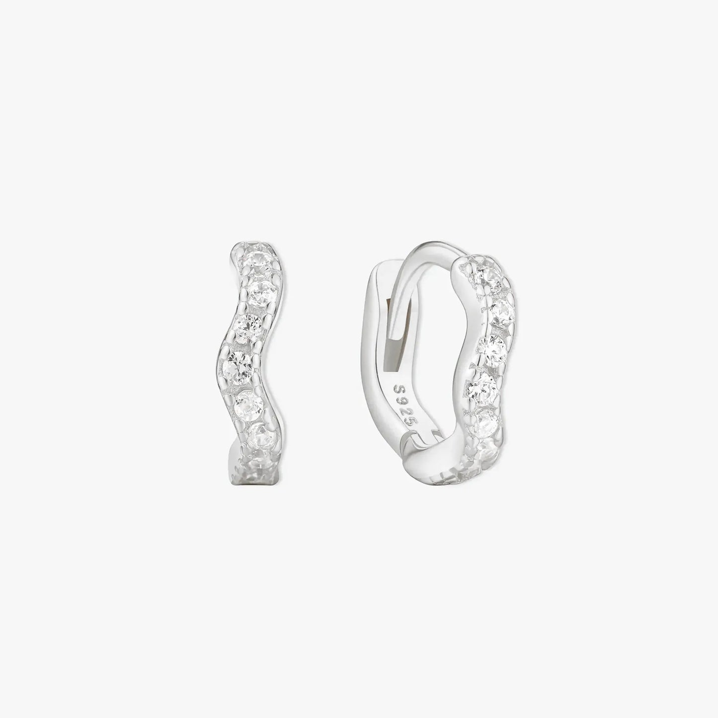 Wave Crystal Paved Huggies In Silver