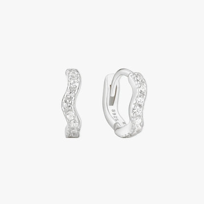 Wave Crystal Paved Huggies In Silver