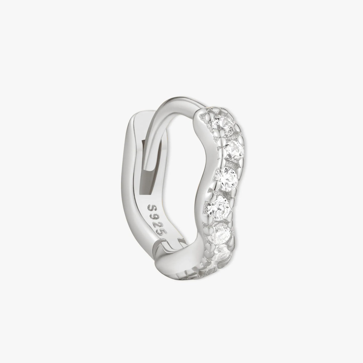 Wave Crystal Paved Huggies In Silver