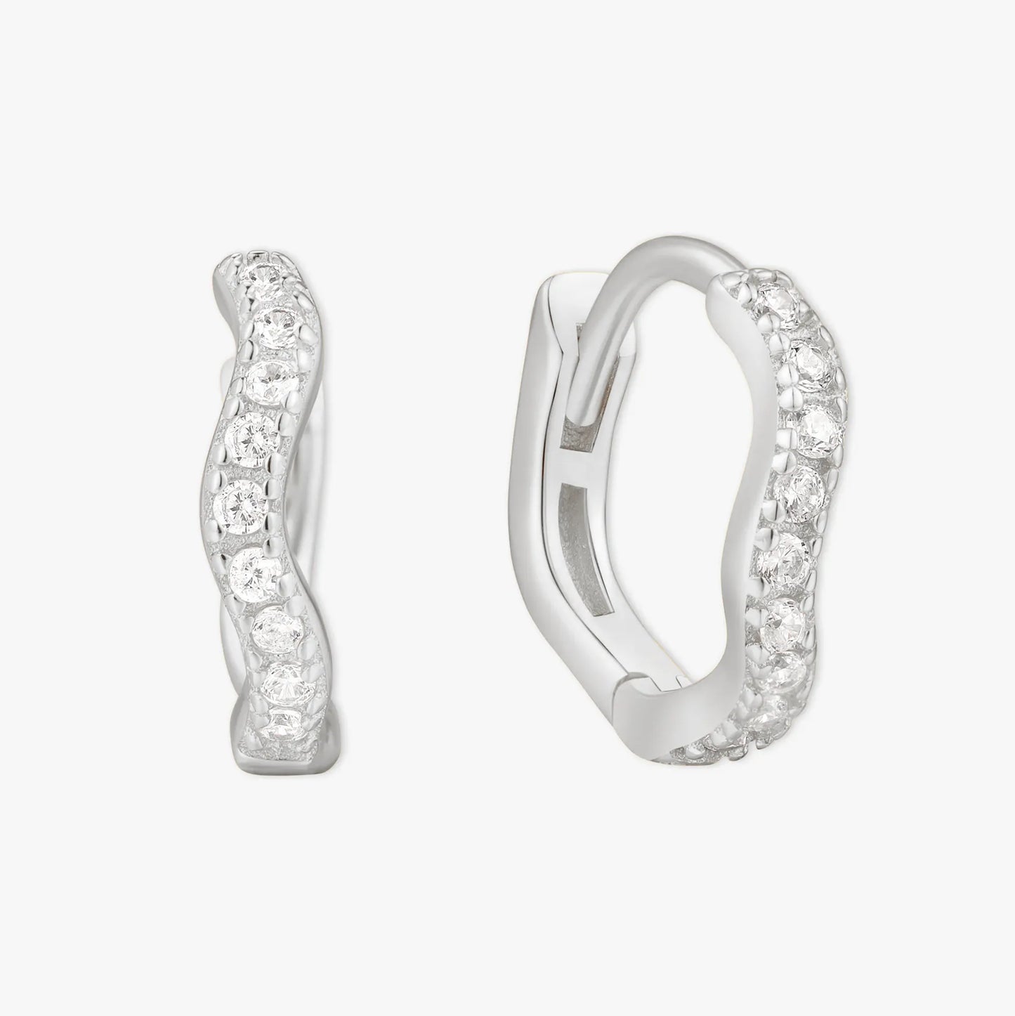 Wave Crystal Paved Huggies In Silver