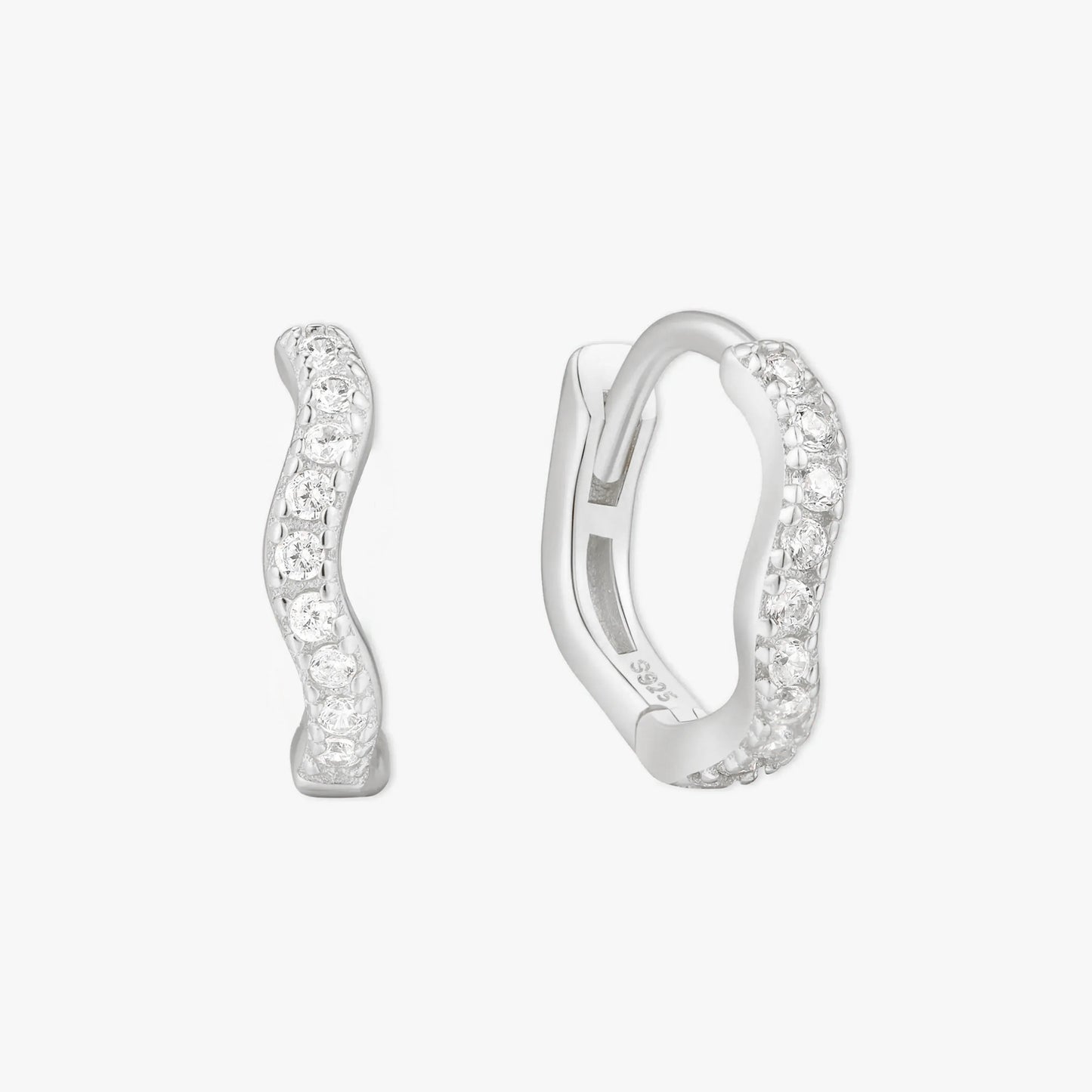 Wave Crystal Paved Huggies In Silver