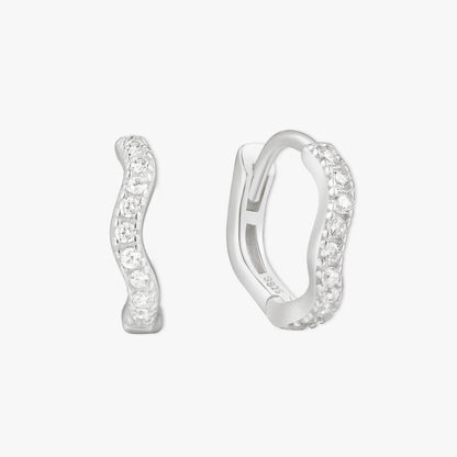 Wave Crystal Paved Huggies In Silver