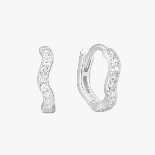 Wave Crystal Paved Huggies In Silver