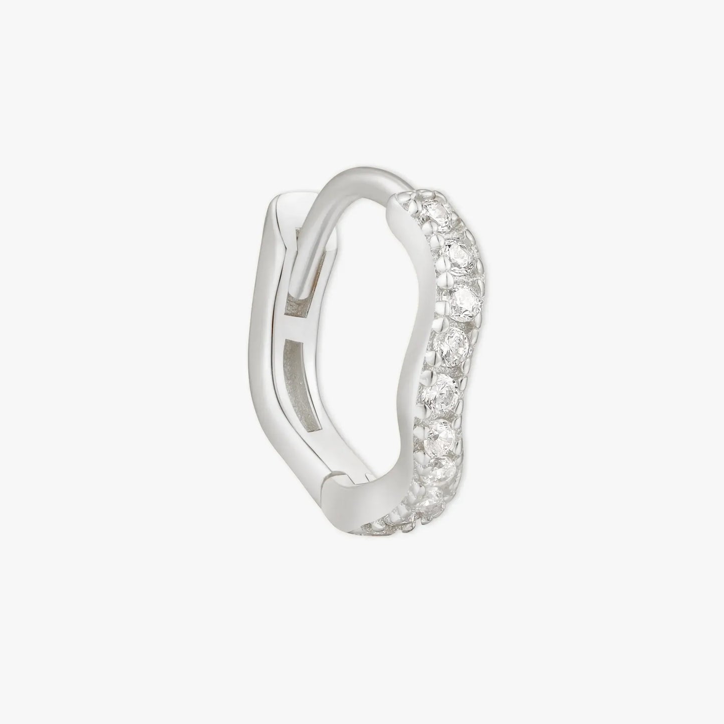 Wave Crystal Paved Huggies In Silver