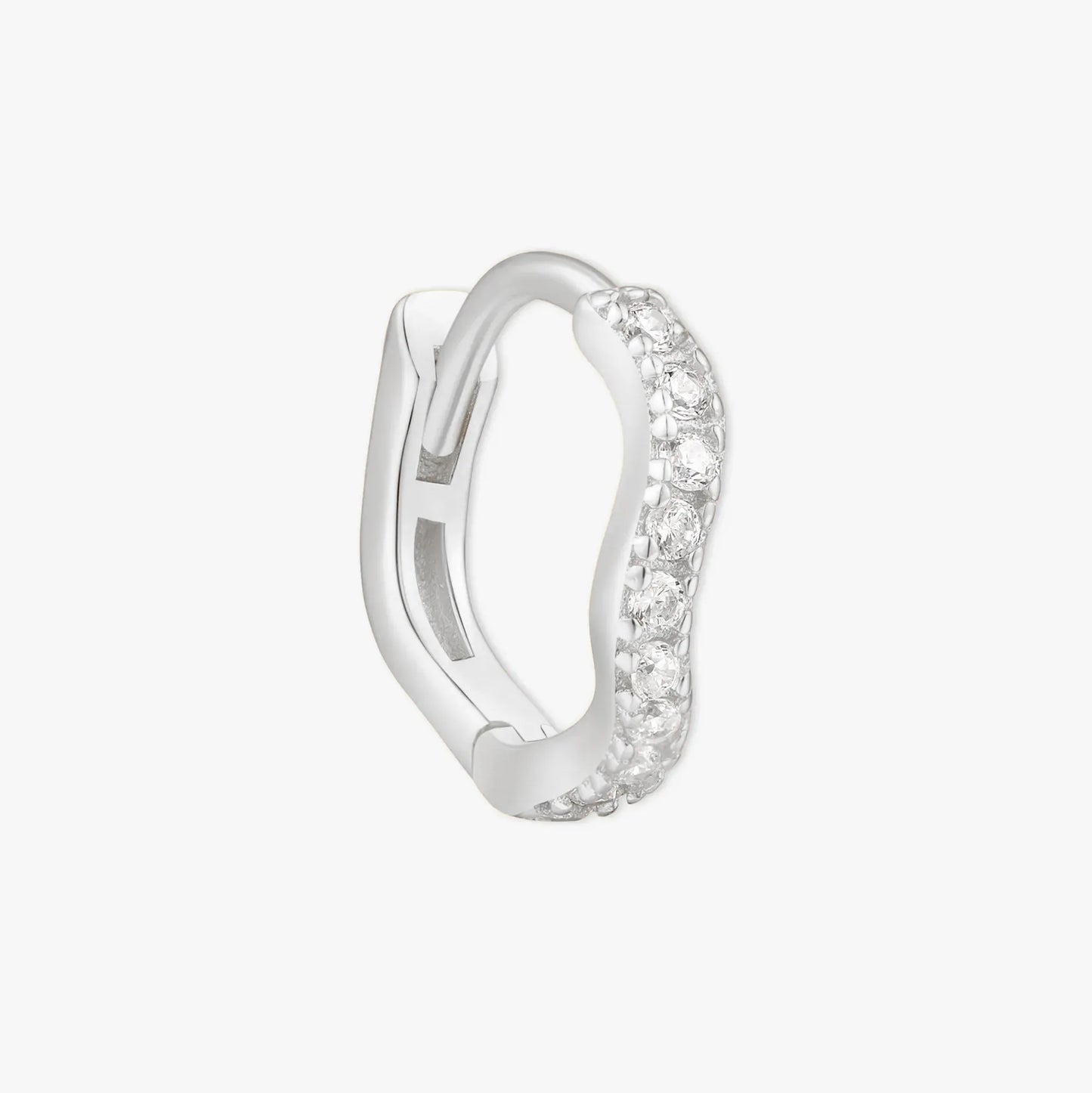 Wave Crystal Paved Huggies In Silver