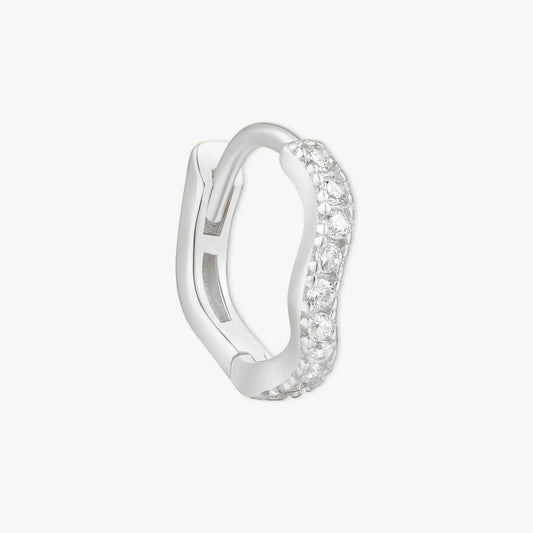 Wave Crystal Paved Huggies In Silver