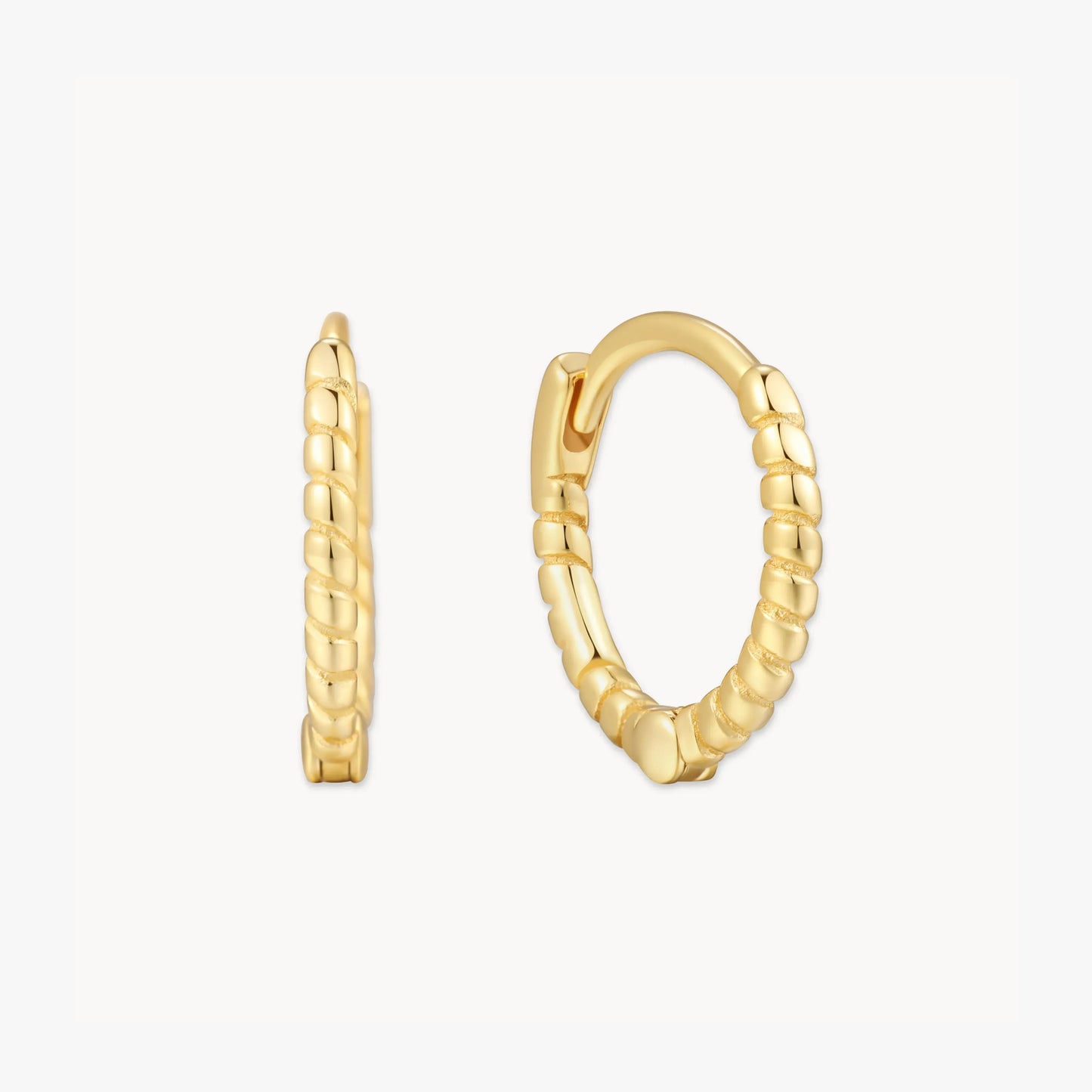 Rope Twist Huggie Hoops In Gold