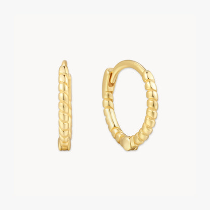 Rope Twist Huggie Hoops In Gold