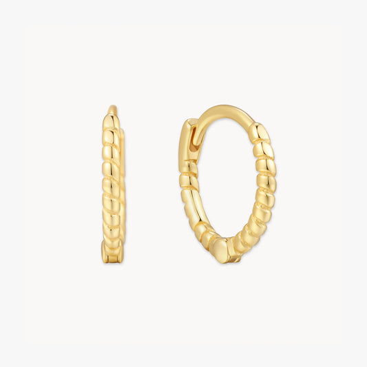 Rope Twist Huggie Hoops In Gold