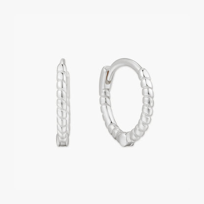 Rope Twist Huggie Hoops In Silver