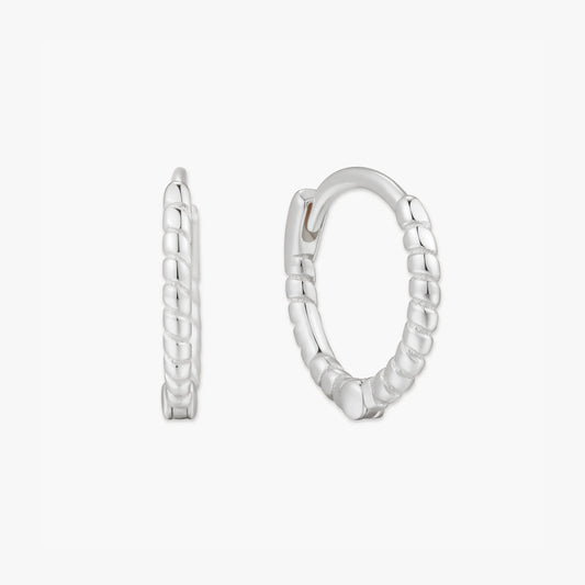 Rope Twist Huggie Hoops In Silver