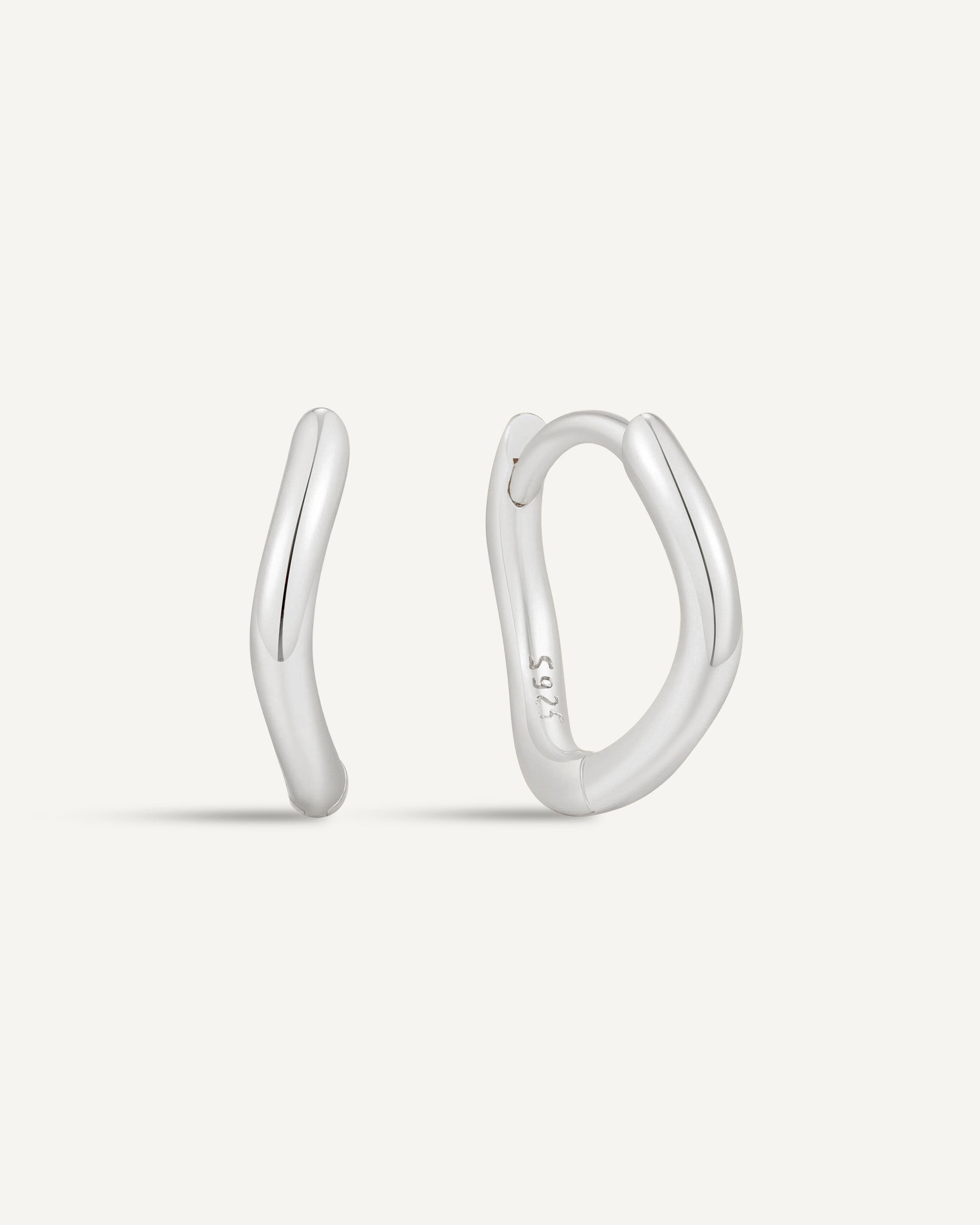 Essential Wavy Huggie Hoops In Silver