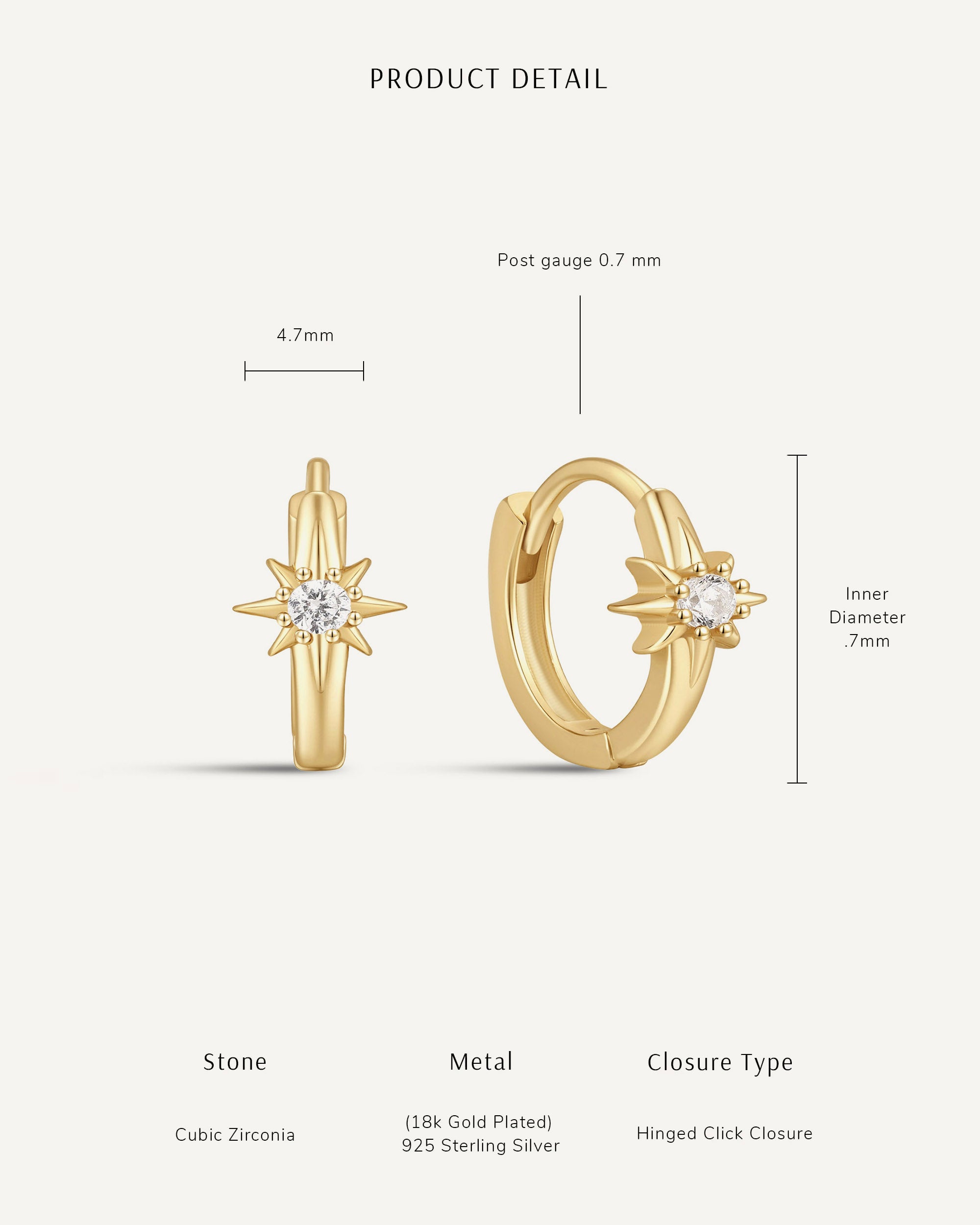 Starburst Helix Hoop in Gold