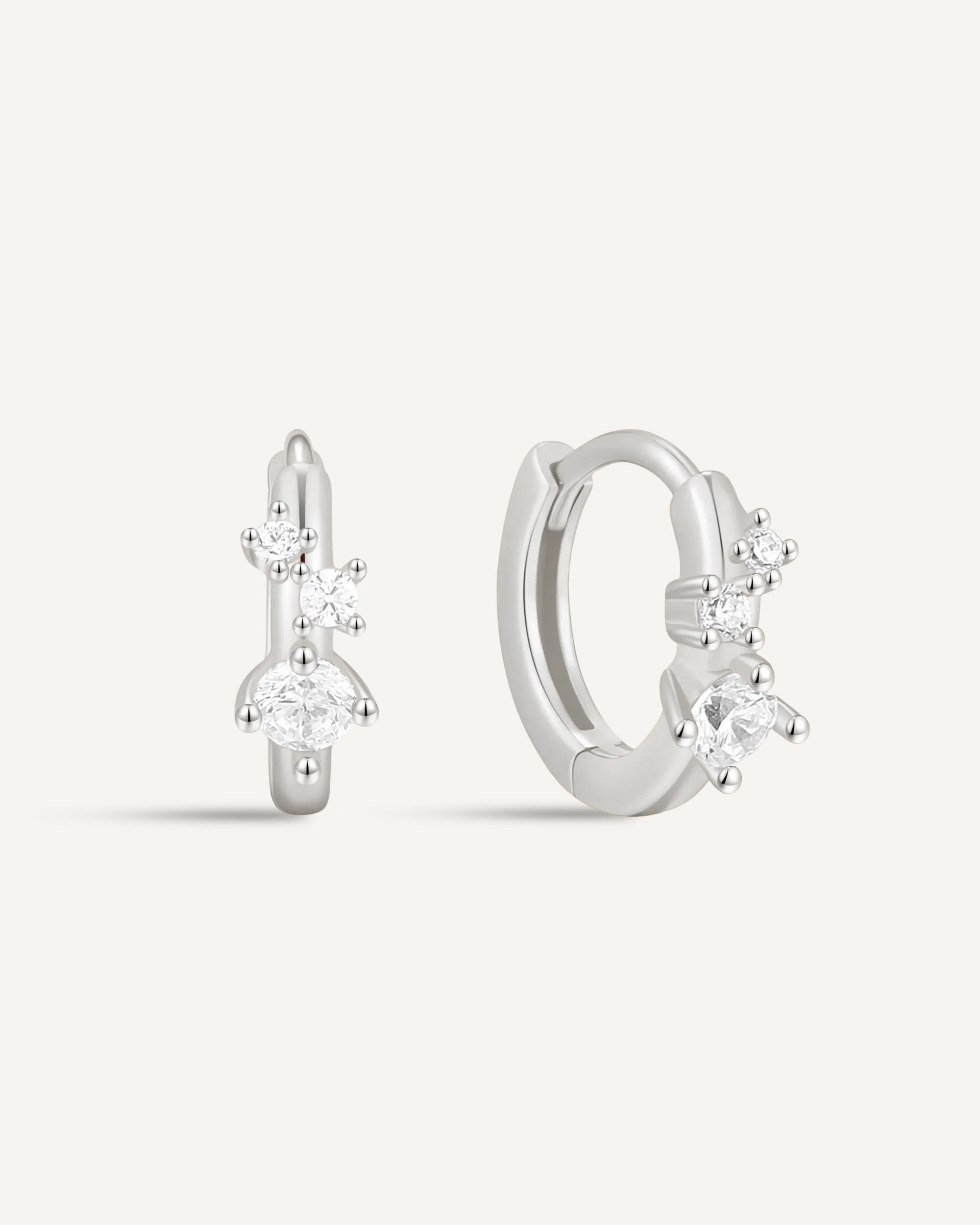 Sprinkle Crystal Huggie Hoops In Silver