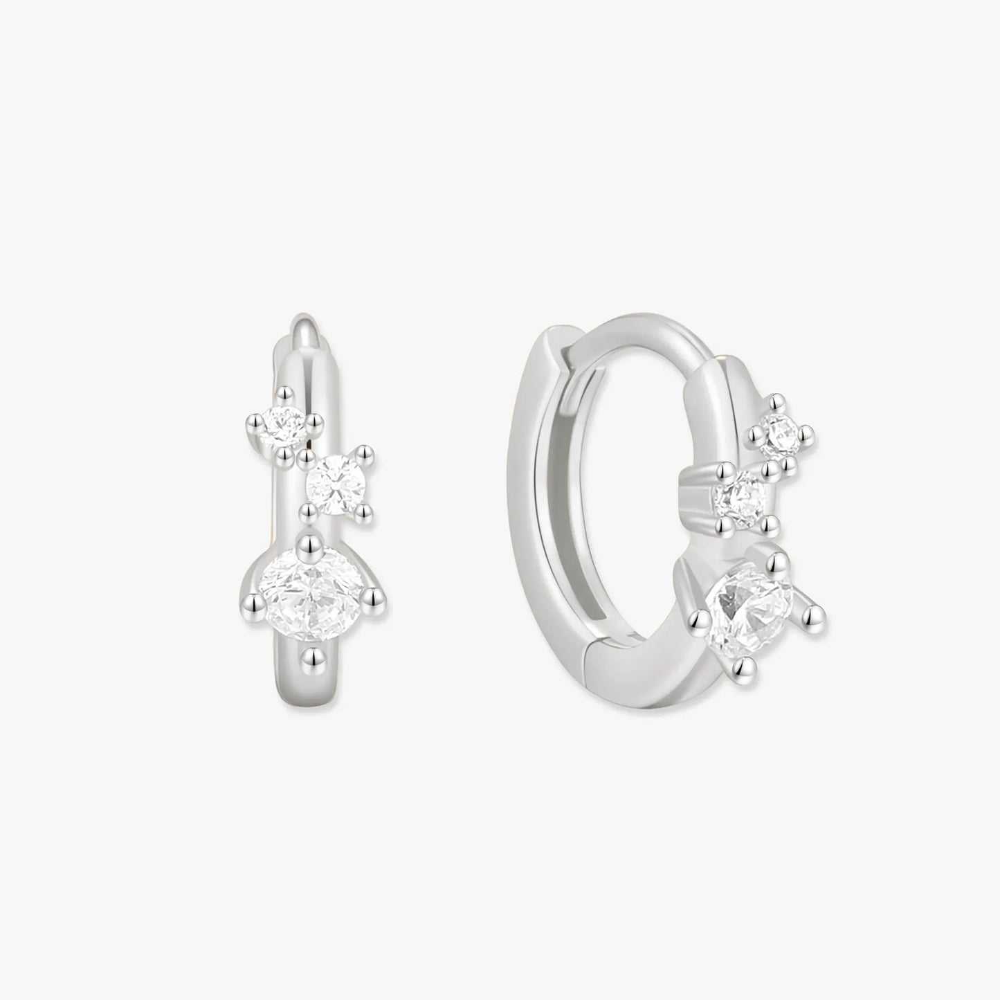 Sprinkle Crystal Huggie Hoops In Silver