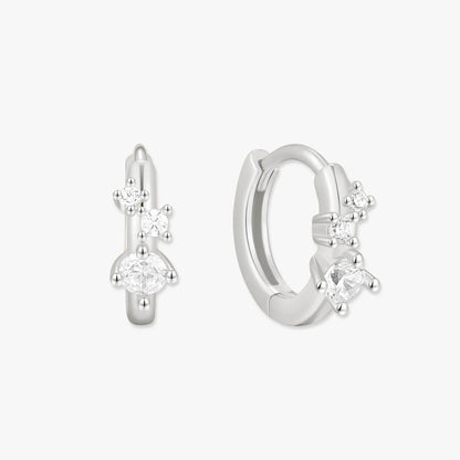 Sprinkle Crystal Huggie Hoops In Silver