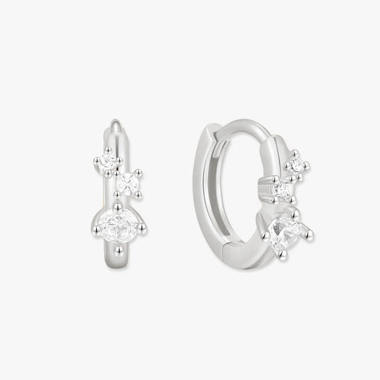 Sprinkle Crystal Huggie Hoops In Silver