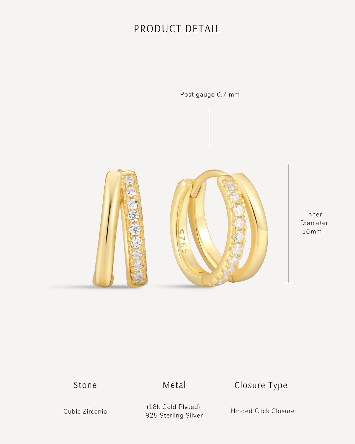 Crystal Double Hoop Huggies In Gold