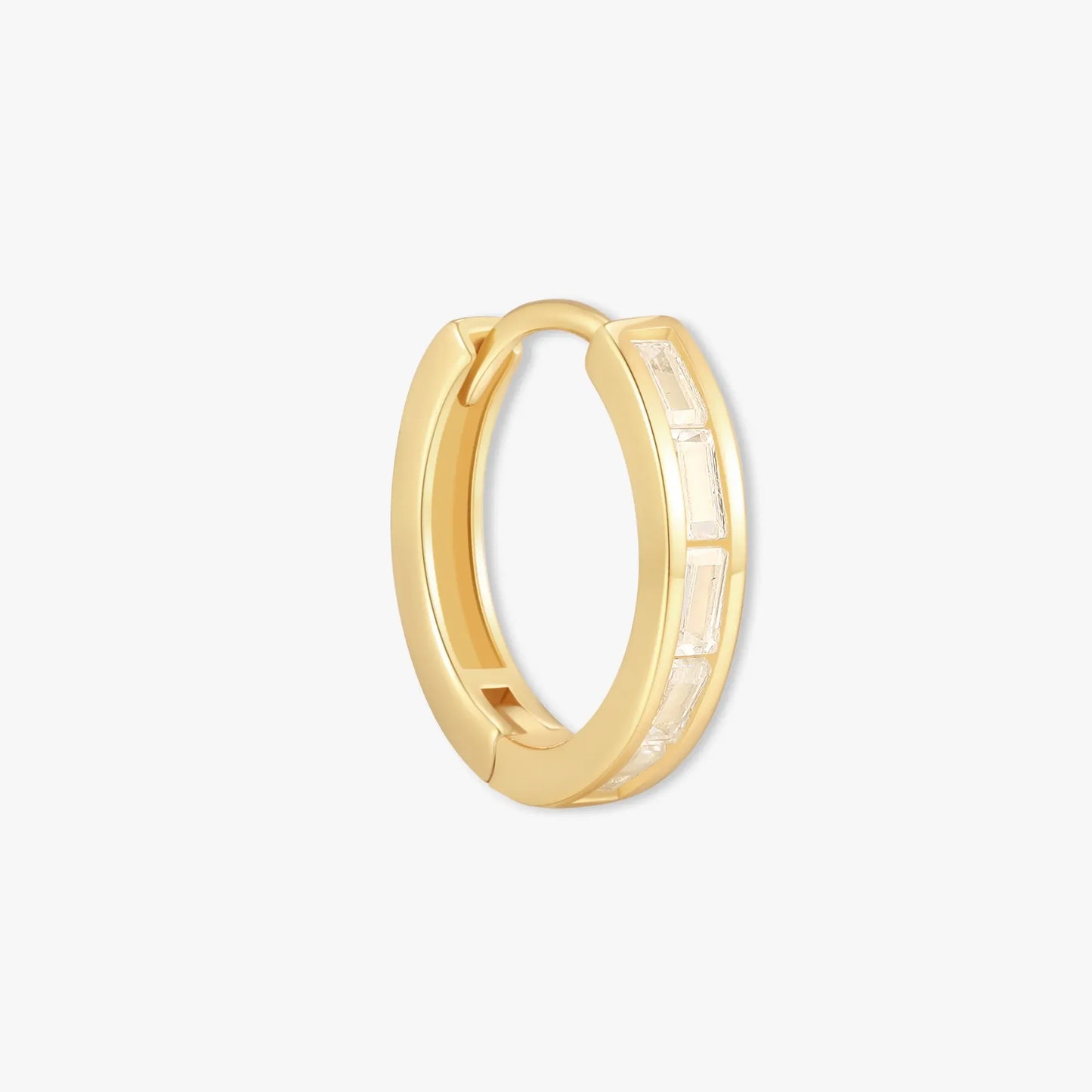 Luxe Baguette Huggie Hoops In Gold
