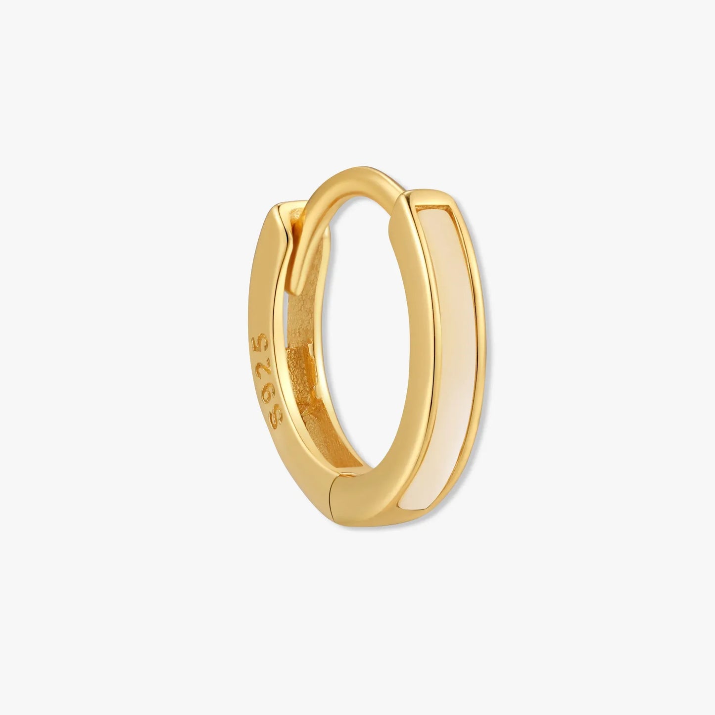 Mother of Pearl Inlay Hoops In Gold