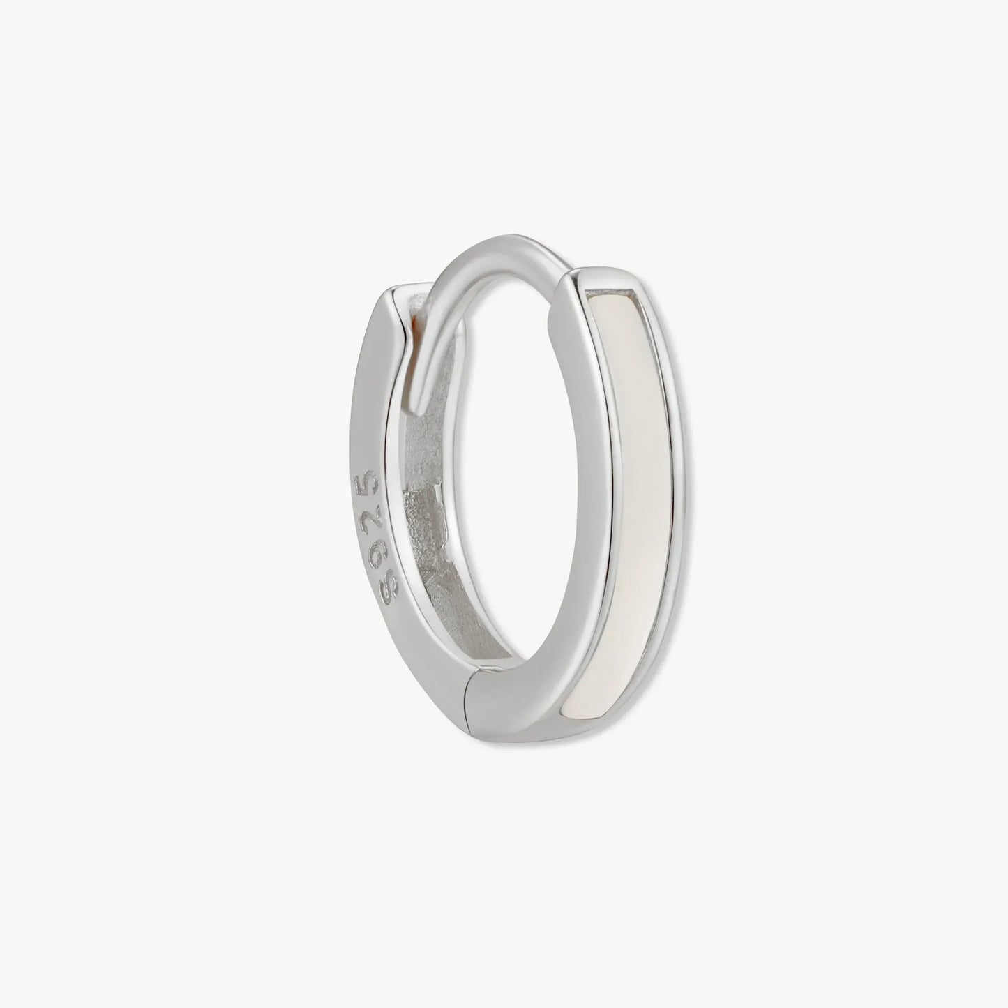 Mother of Pearl Inlay Hoops In Silver