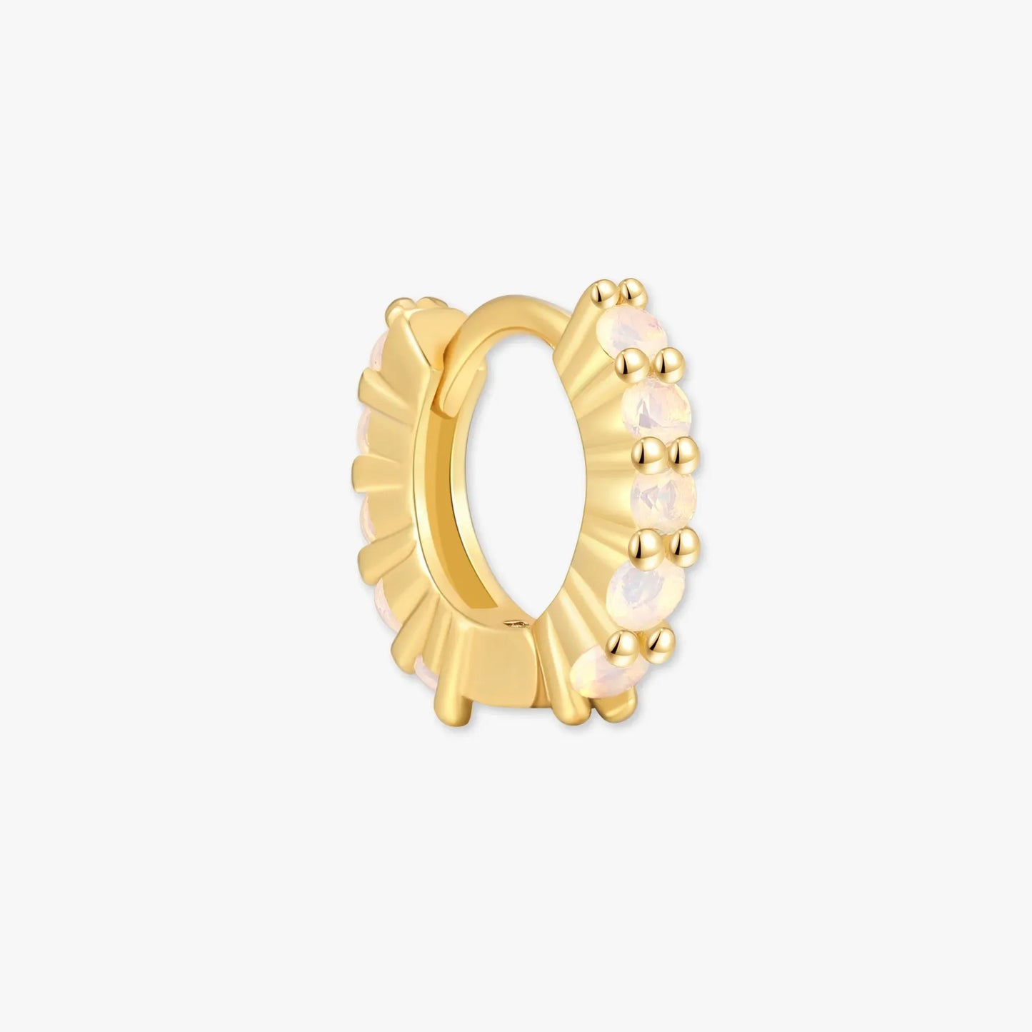 White Opal Huggie Hoops In Gold
