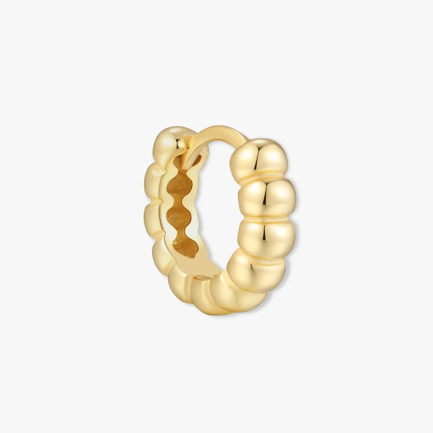 Chubby Beaded Huggies In Gold
