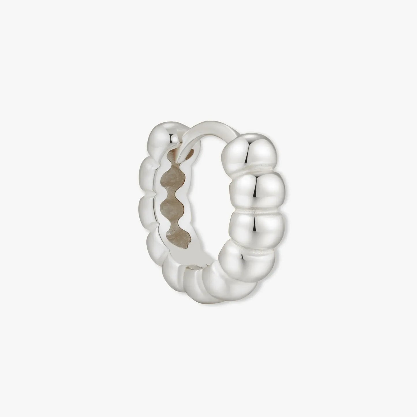 Chubby Beaded Huggies In Silver