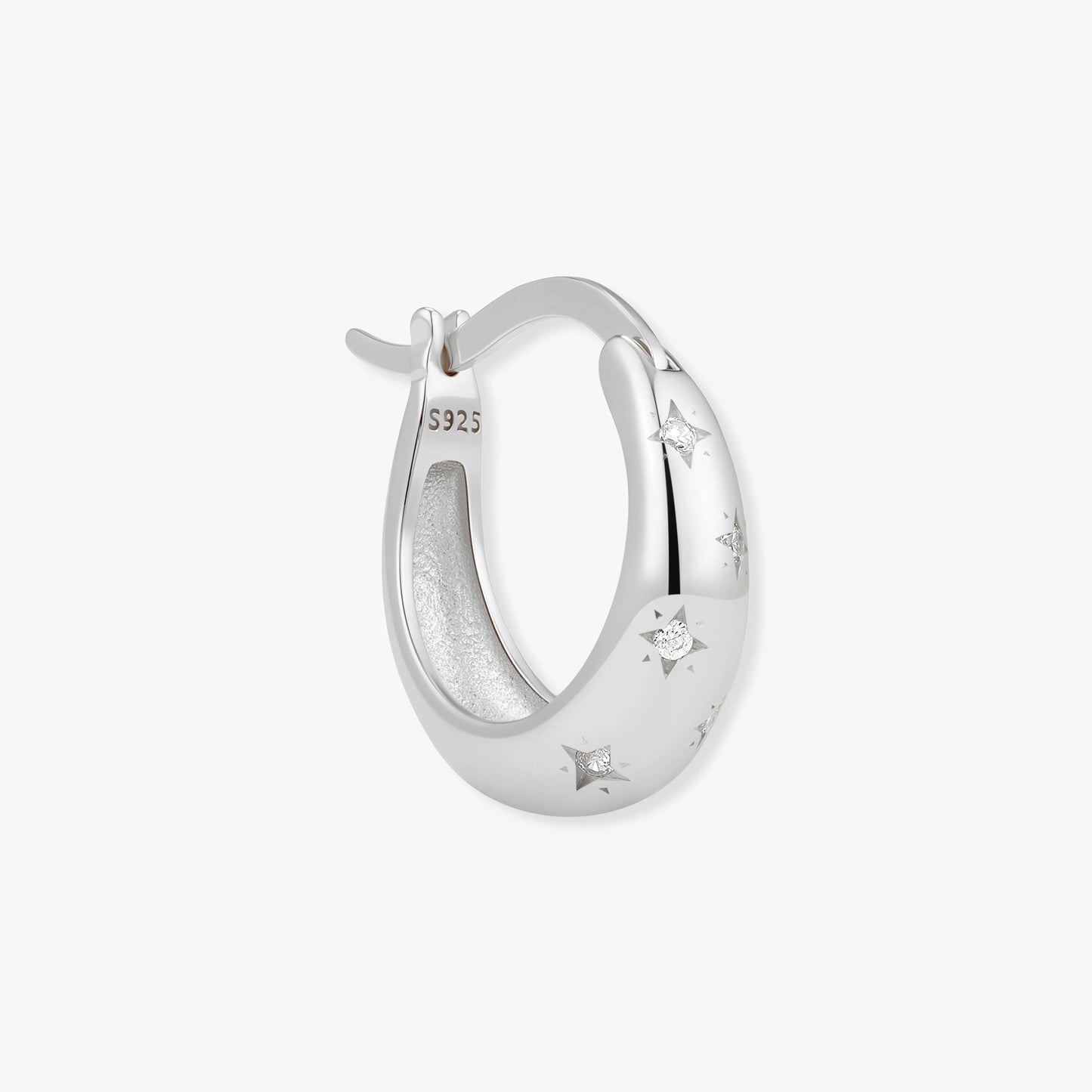 Celestial Star Tapered Hoops In Silver