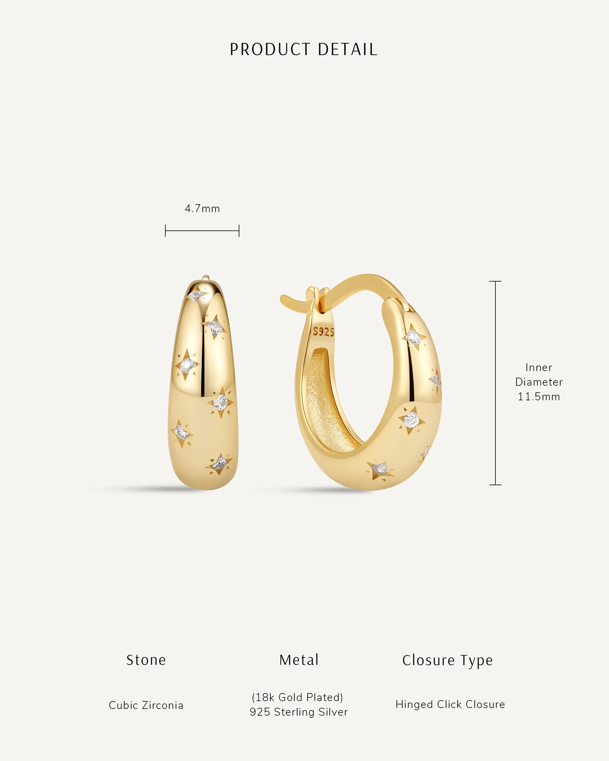 Celestial Star Tapered Hoops In Gold