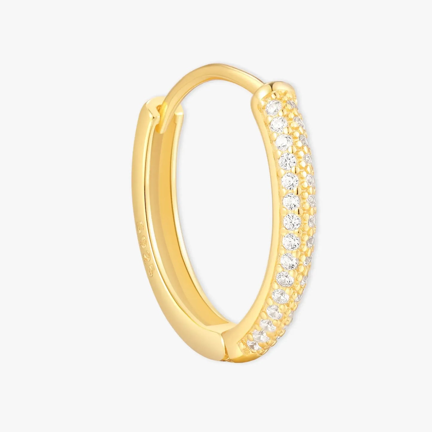 Medium Crystal Paved Hoops In Gold