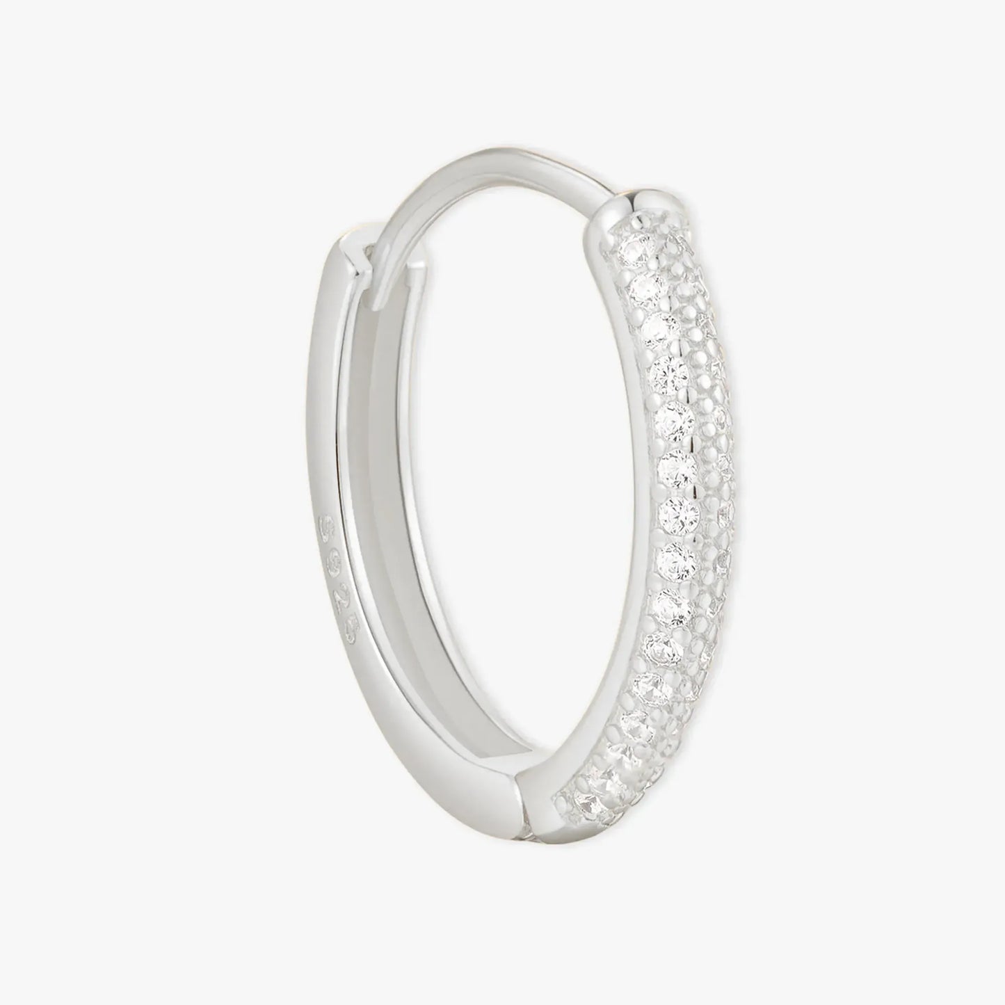 Medium Crystal Paved Hoops In Silver