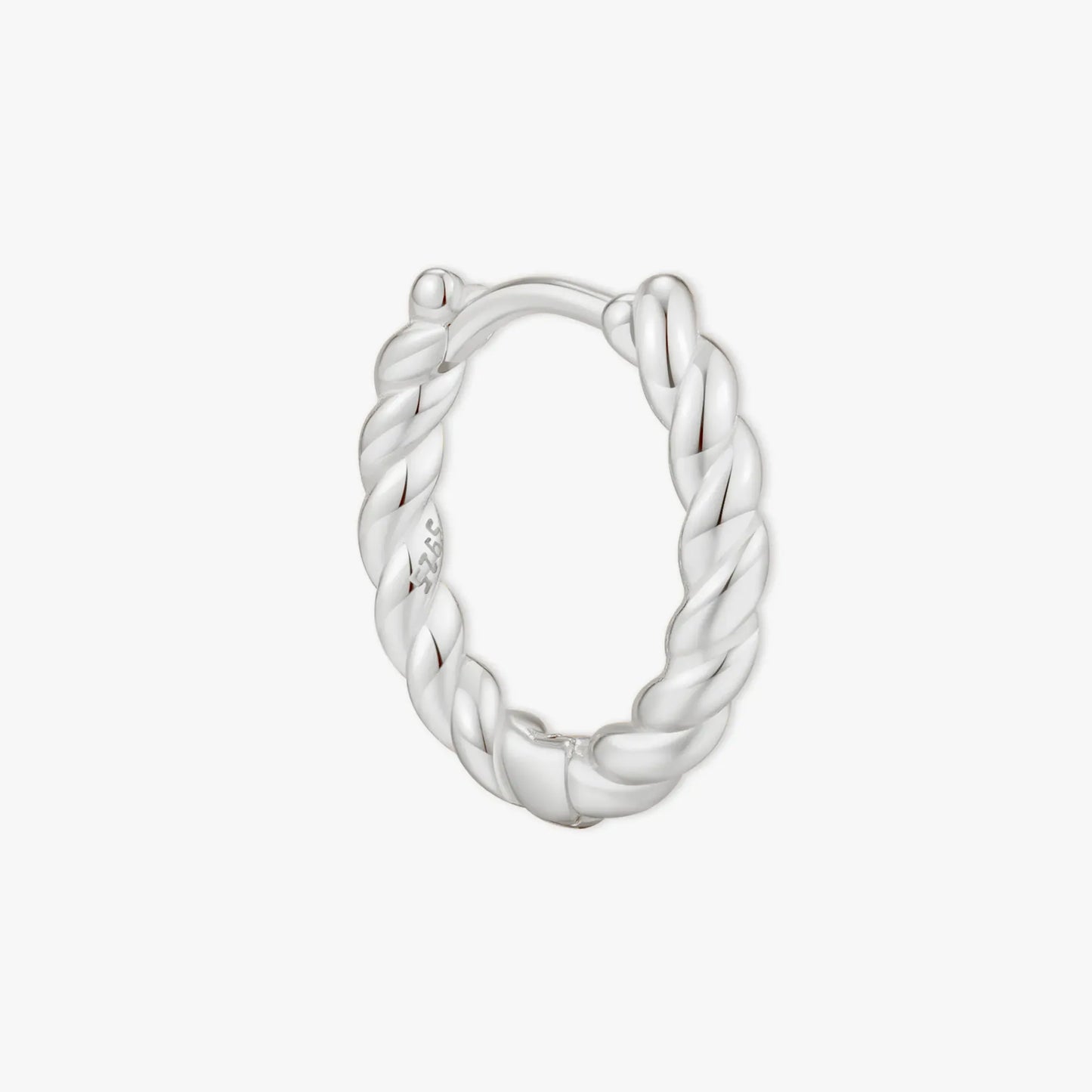Braided Rope Huggie Hoops In Silver