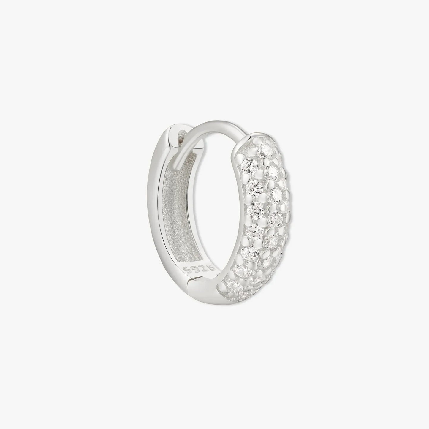 Chubby Crystal Paved Huggies in Silver