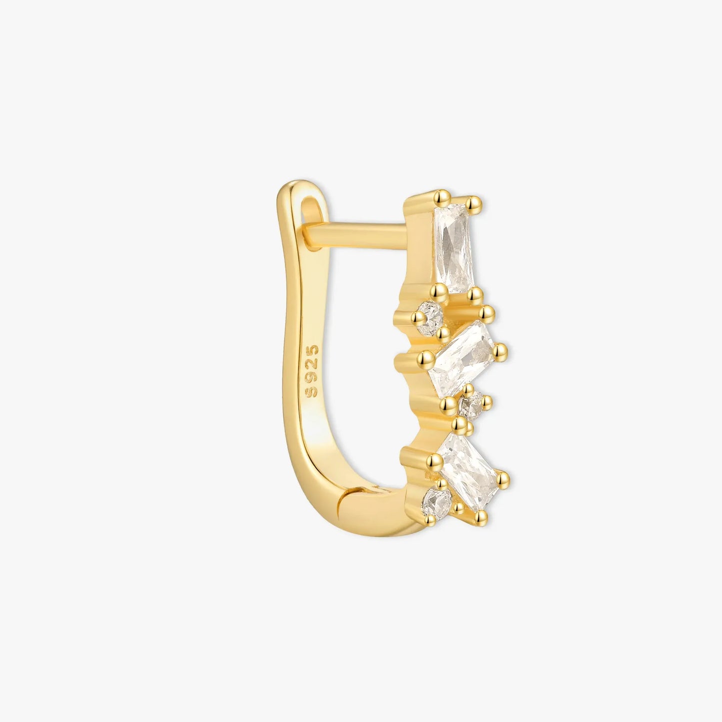 Crystal Baguette Cluster Huggies in Gold