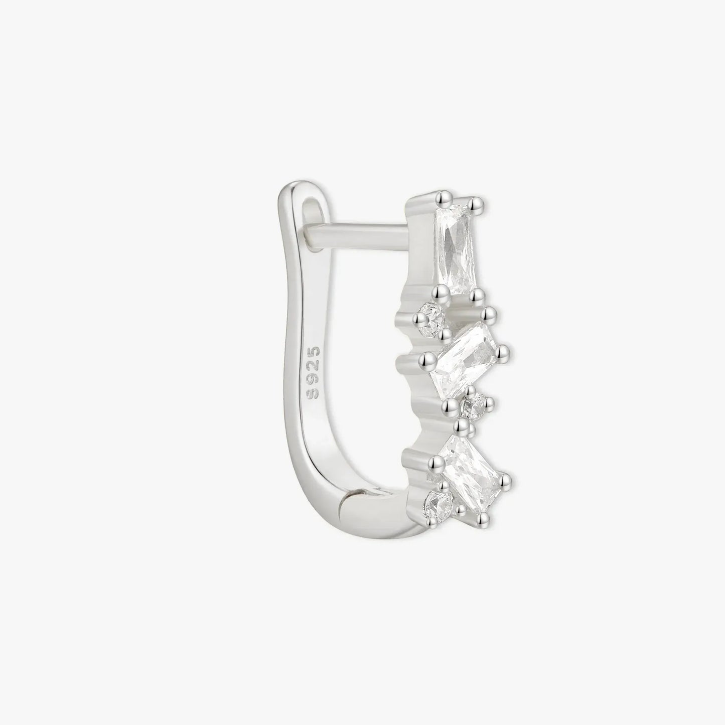 Crystal Baguette Cluster Huggies in Silver