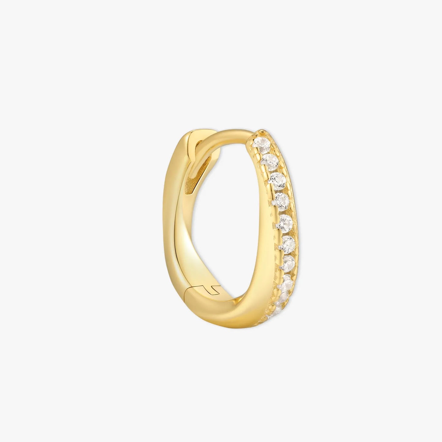 Crystal Paved Twisted Huggies in Gold