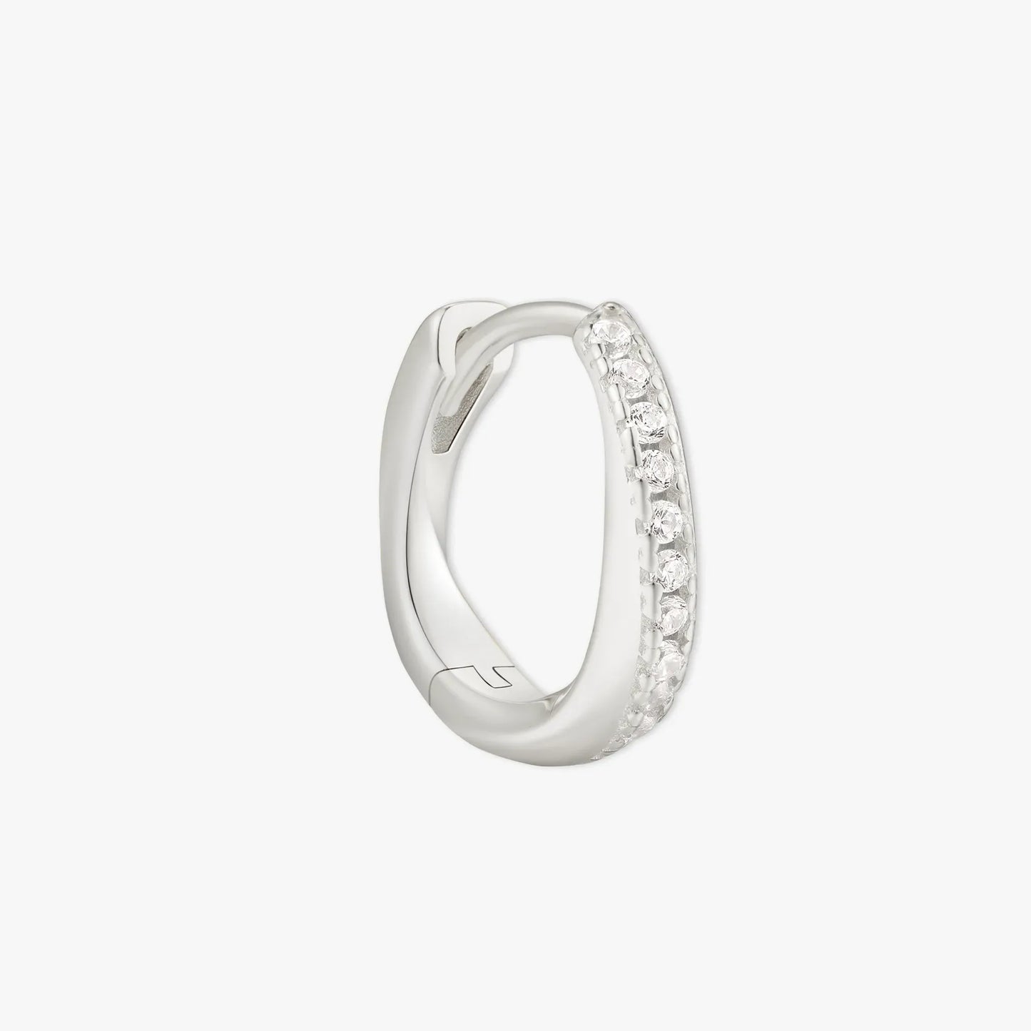Crystal Paved Twisted Huggies in Silver