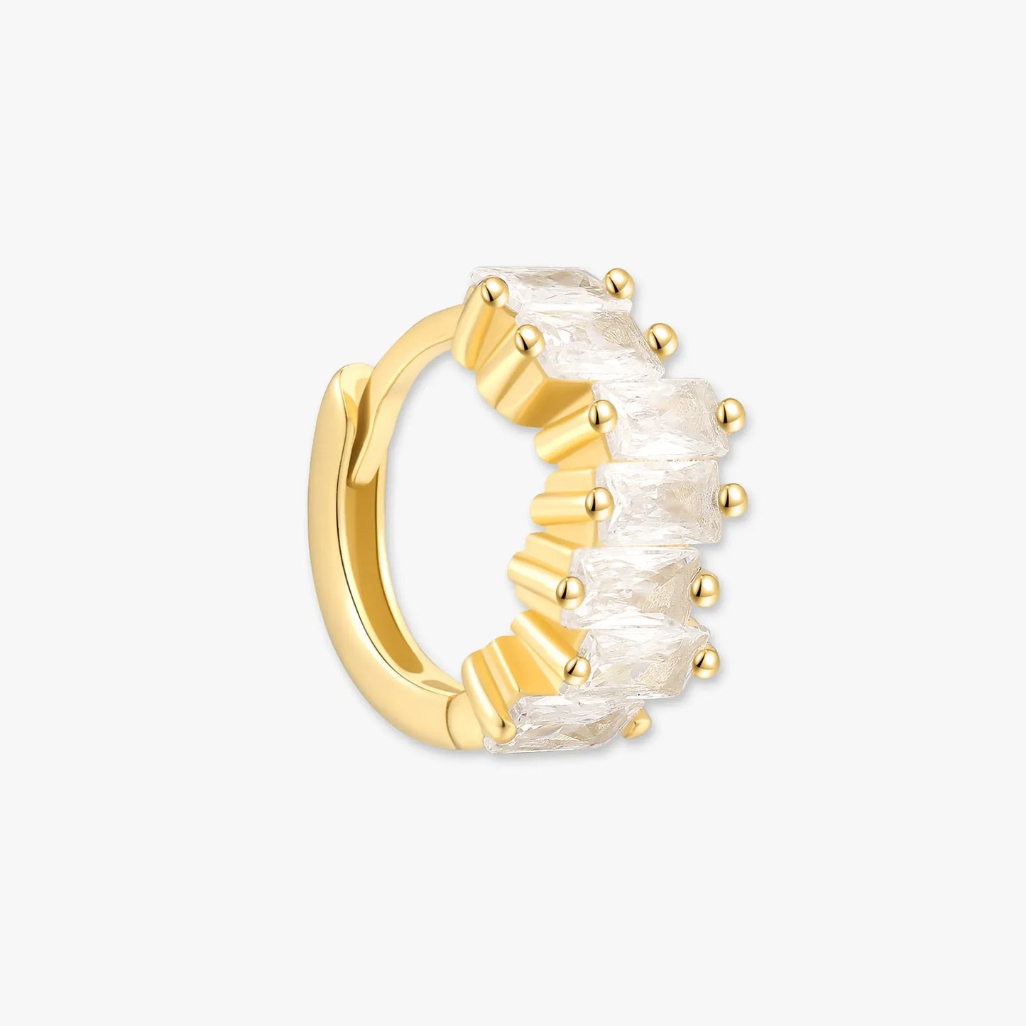 Luminous Baguette Huggies in Gold